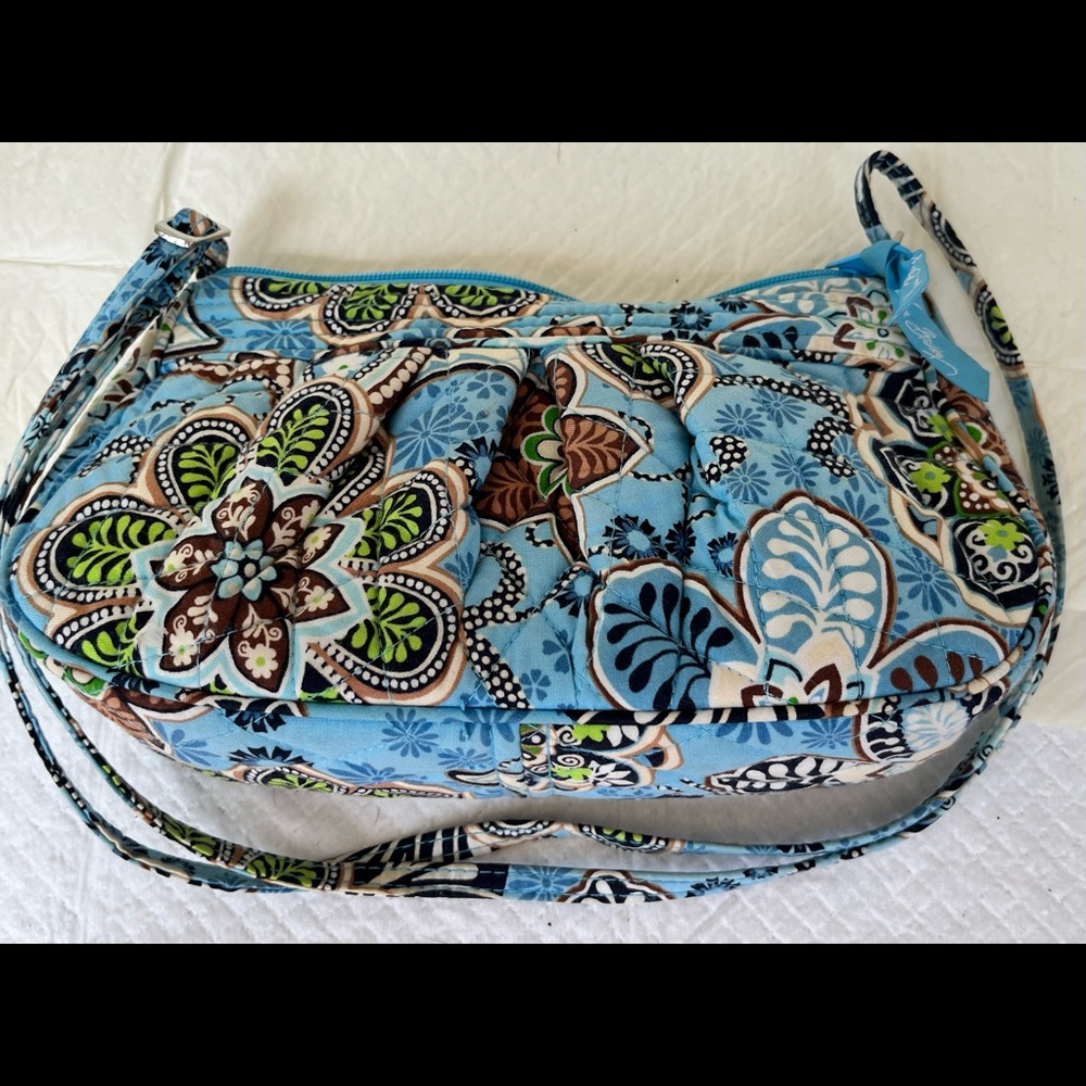 Vera Bradley Small Shoulder Strap Purse - “Bali in Blue”. Hawaiian Floral Sale